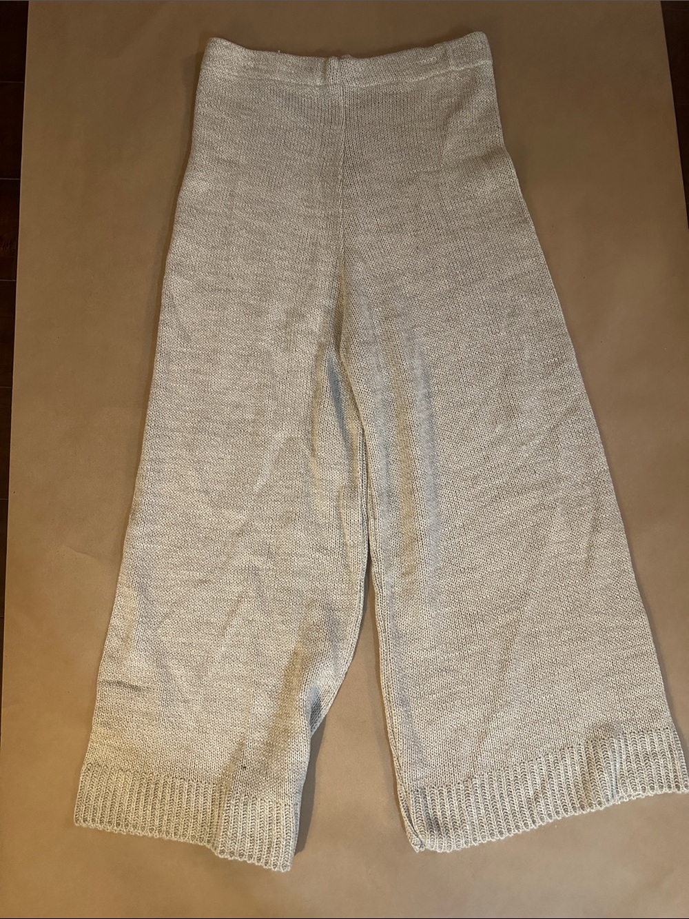 Nasty Gal Neutral Cream Wide-Leg Knit Joggers